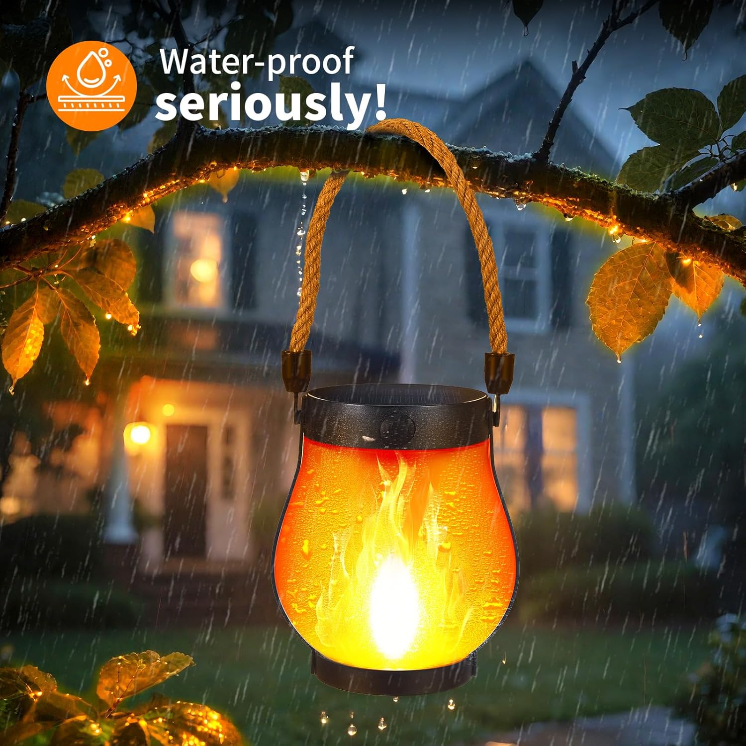 Solar-Powered LED Lantern with Flame Effect – No Fire, No Smoke