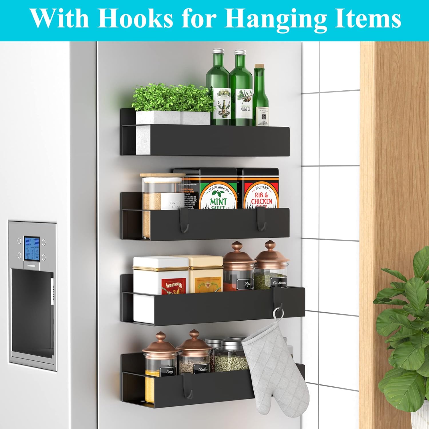 Magnetic Spice Rack Set with 4 Pieces - Robust Design