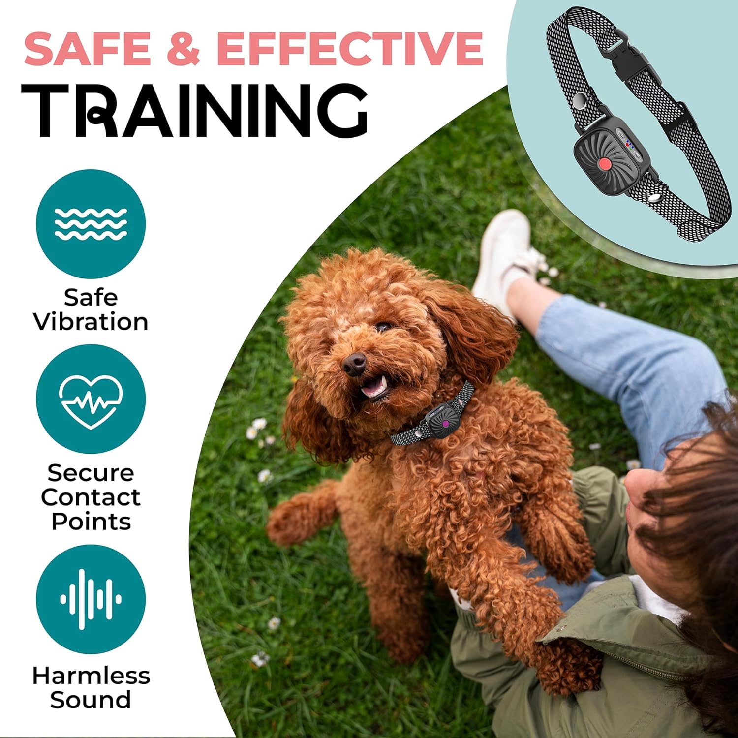 DogsSilent Anti-Bark Collar for Small Breeds | With Sound & Vibration | IP87 Waterproof | Adjustable for Gentle Training