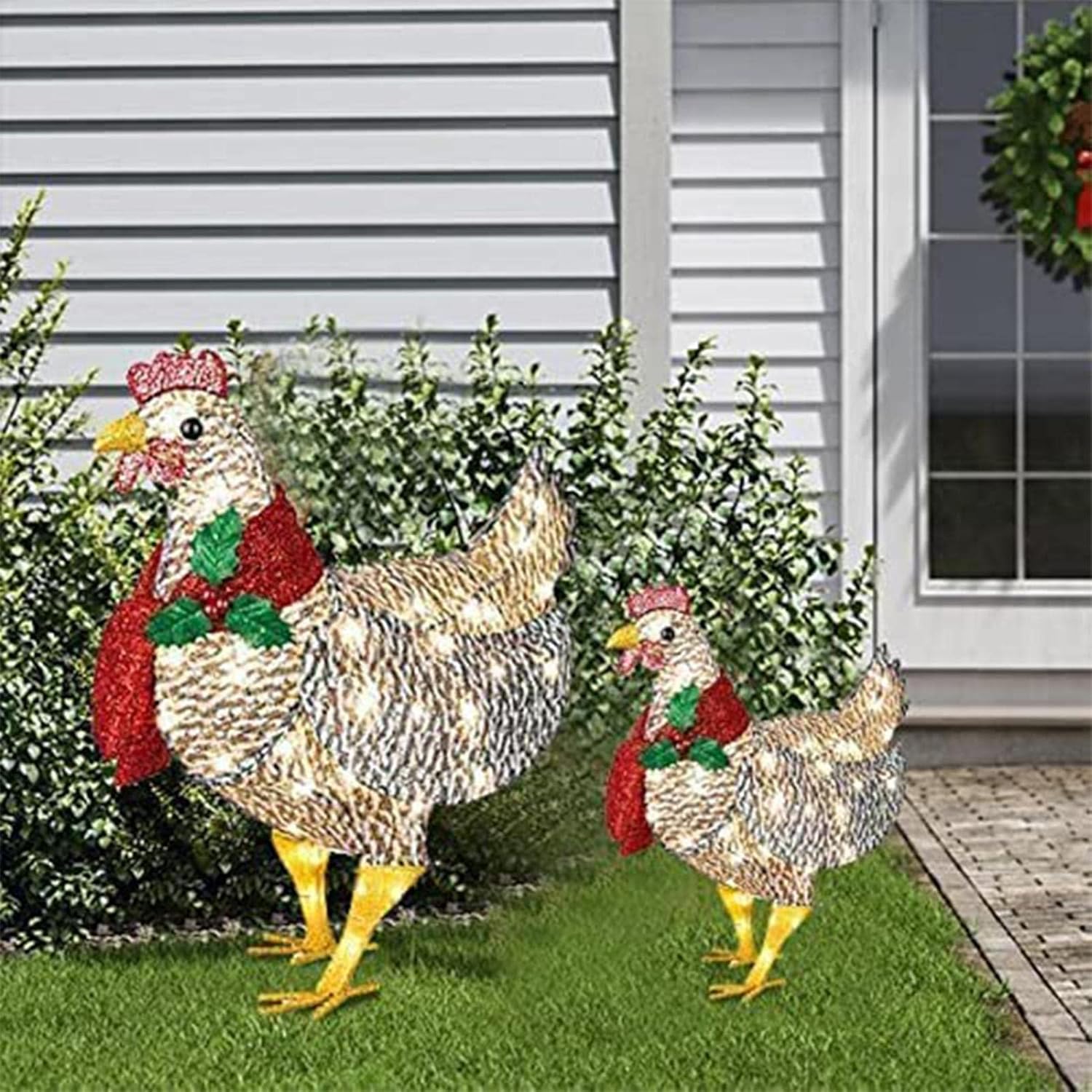 LED Chicken with Scarf for Winter – Christmas Decoration for Indoors and Outdoors