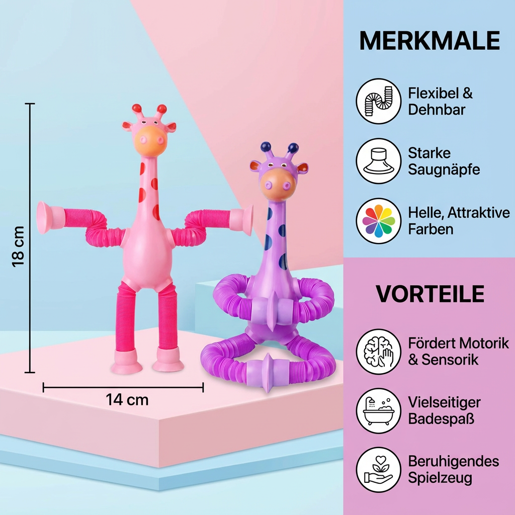 Baby Toy with Suction Cup – Giraffe for Sensory Stimulation