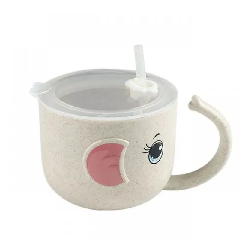 Drinking cup for children with integrated straw