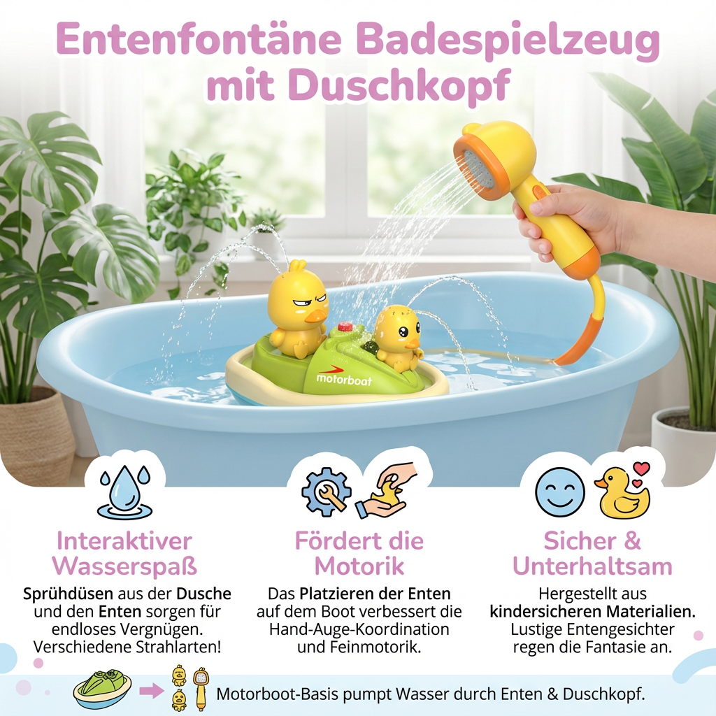 Duck-shaped shower head bath toy