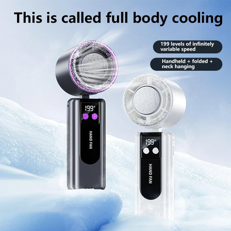 CoolBreeze Handventilator mit Kühlfunktion | USB-betrieben | Digitalanzeige | 3 Geschwindigkeitsmodi