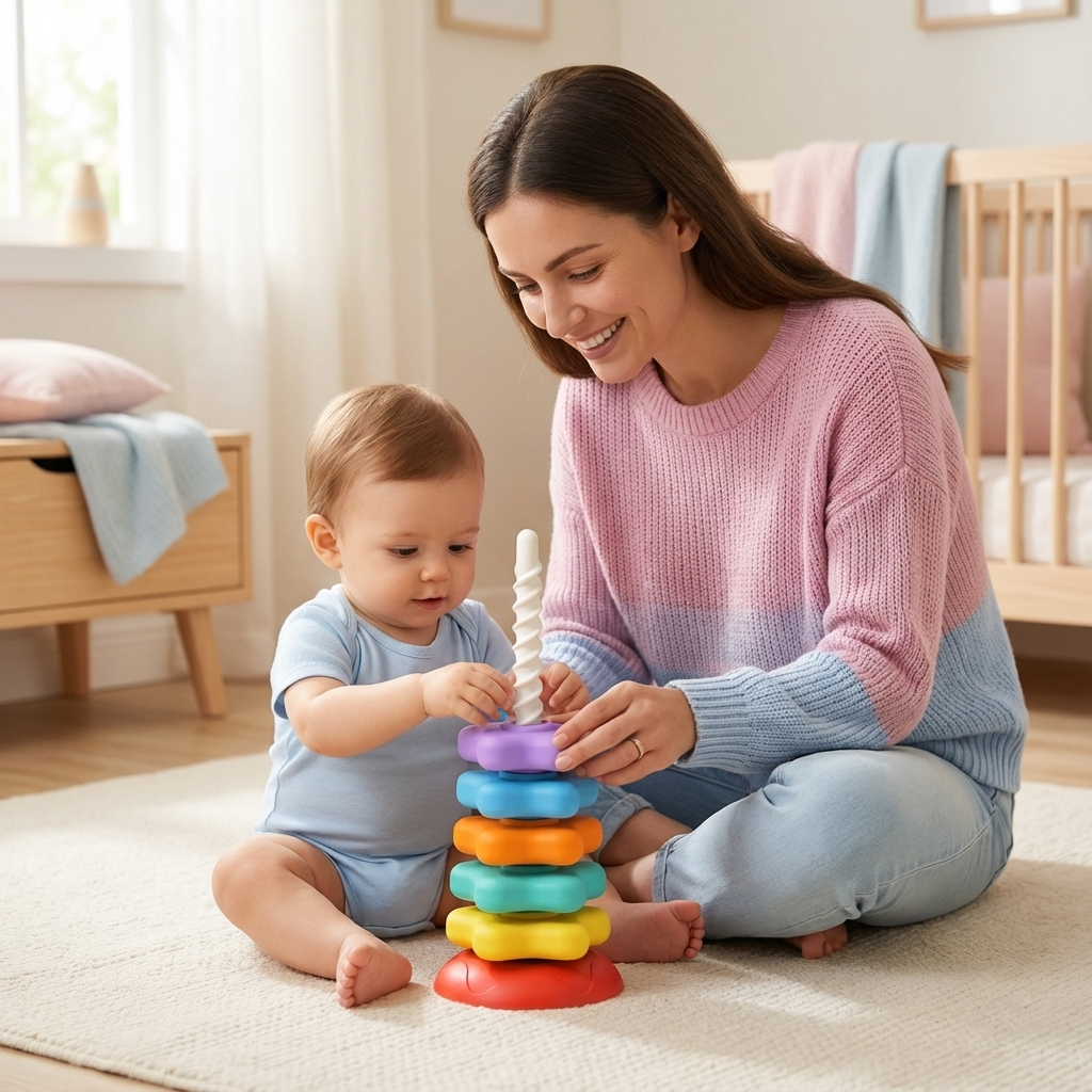 Colorful Spinning Toy with Rainbow Color Tower