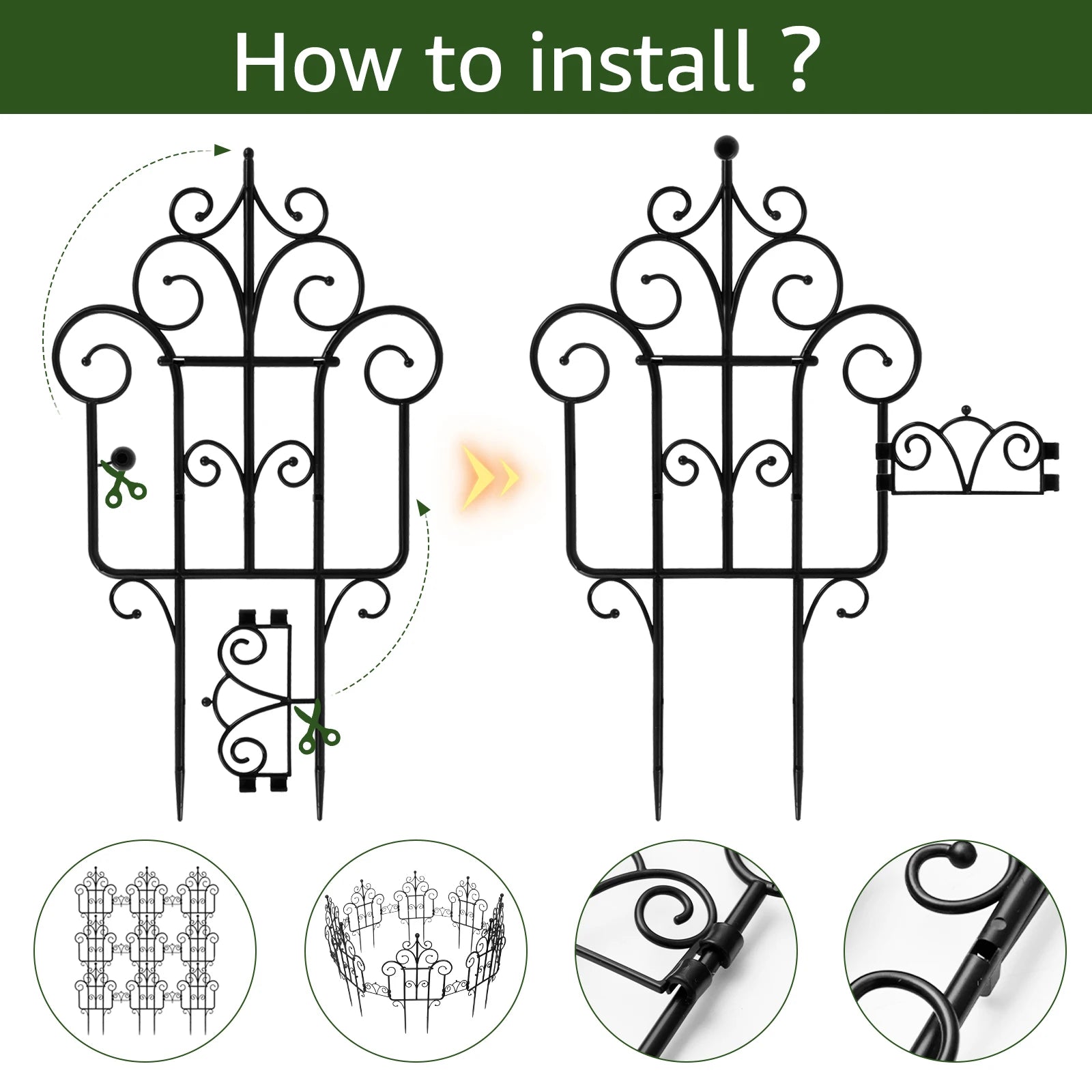 SmartGarden Faltbarer Kunststoff Gartenzaun | 40 cm Höhe | 10er-Pack
