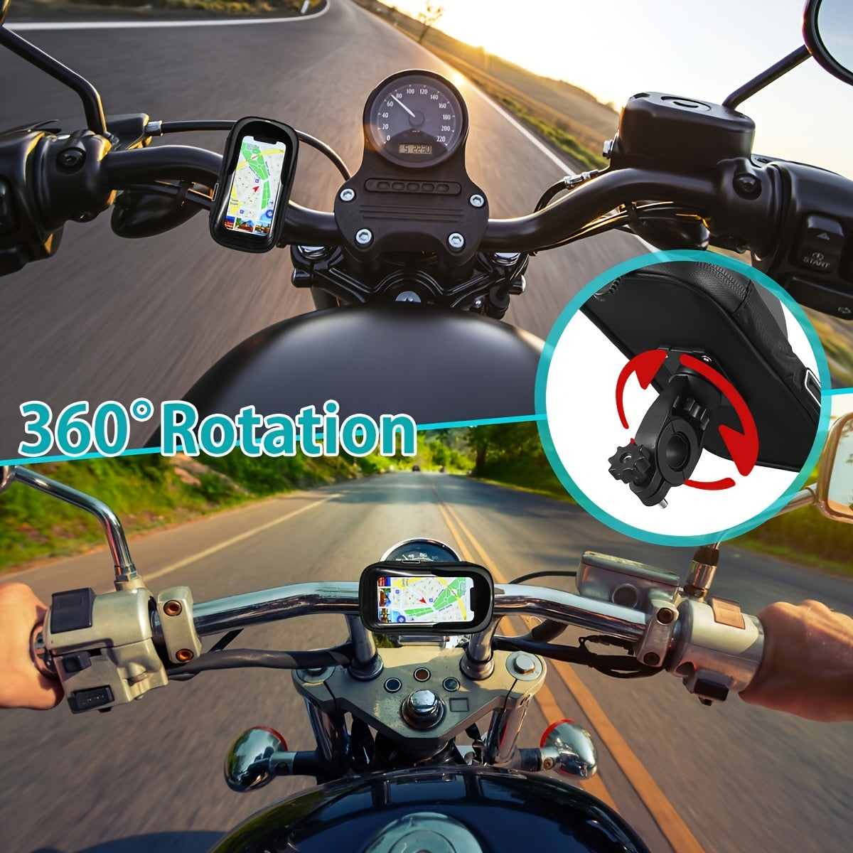 Waterproof Smartphone Holder for Bicycle and Motorcycle – 360° Rotatable, Suitable for 4.5–6.4 Inch