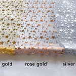 Eleganter Tischläufer GlamourGlanz | Metallisches Netz mit Sternenmotiv in Gold, Roségold oder Silber | Ideal für Festlichkeiten & Tischgestaltung