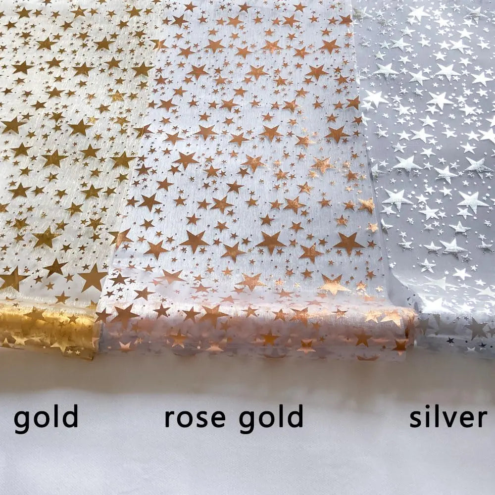 Eleganter Tischläufer GlamourGlanz | Metallisches Netz mit Sternenmotiv in Gold, Roségold oder Silber | Ideal für Festlichkeiten & Tischgestaltung