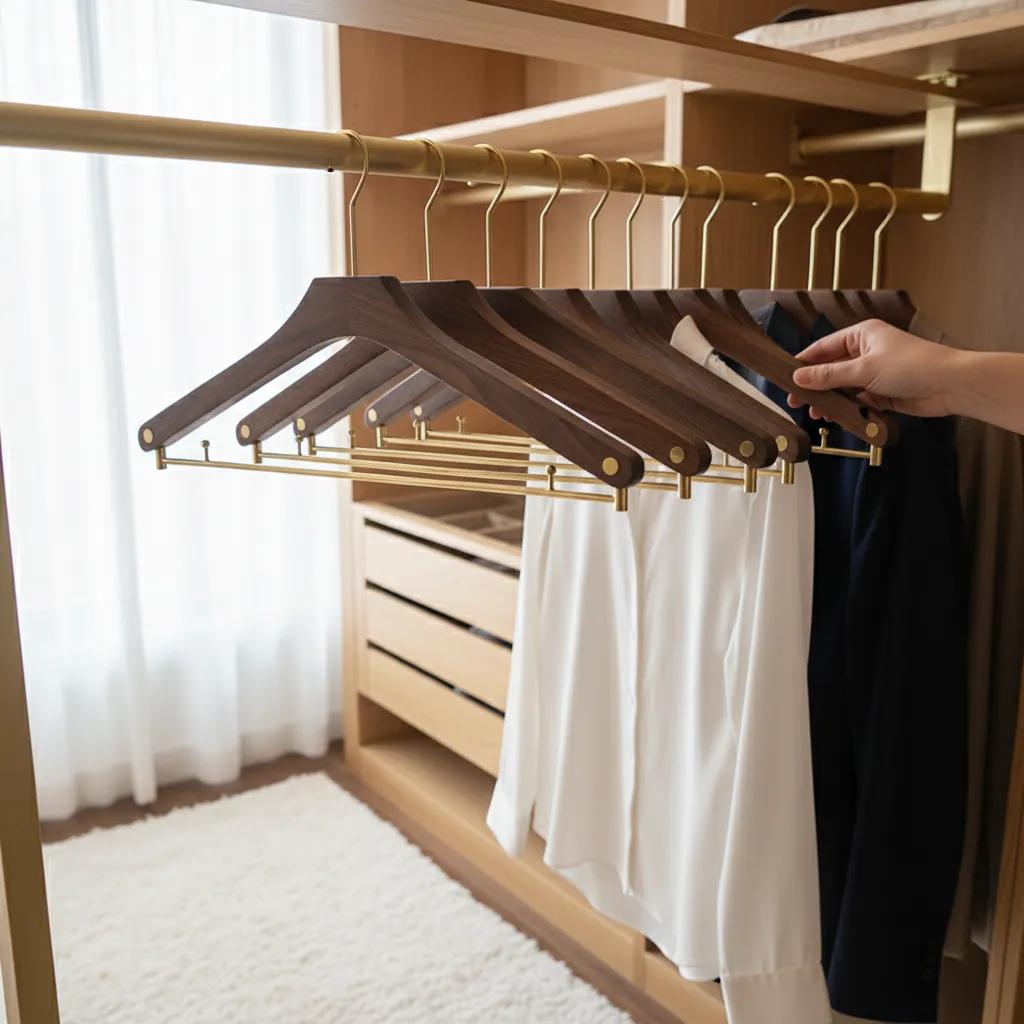 NobleWood – Elegant Wooden Hangers for Stylish Wardrobes (3 pieces)