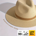 Stylish summer hat with a wide brim made of paper fiber