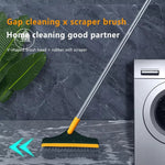 2-in-1 Floor Cleaning Brush with Window Squeegee, 120-Degree Swivel Long Handle