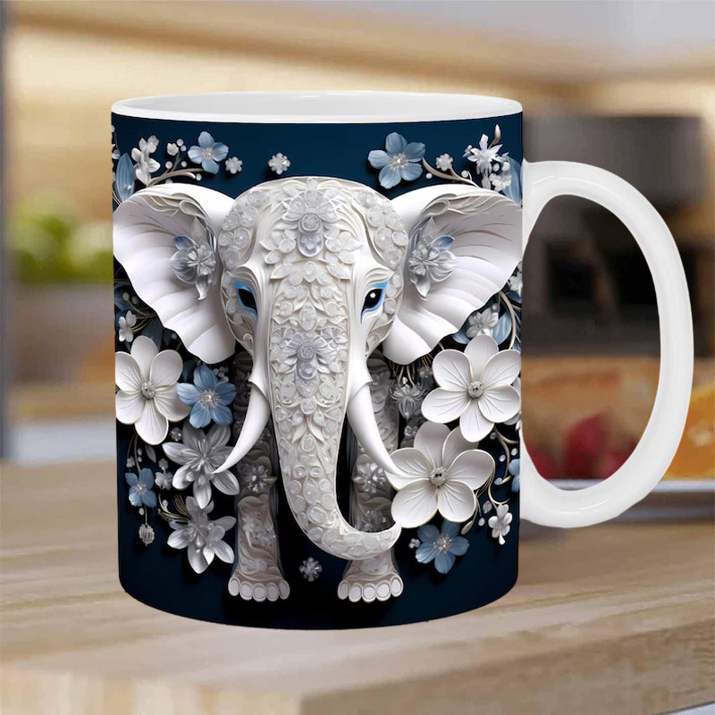 3D Elefanten Blumen Tasse