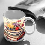 Kreative Blumige Kaffeetasse für Bücherliebhaber – Perfektes Geschenk