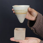 Large Ceramic Coffee Cup with Tapered Seam Base - Mug and Coaster Set