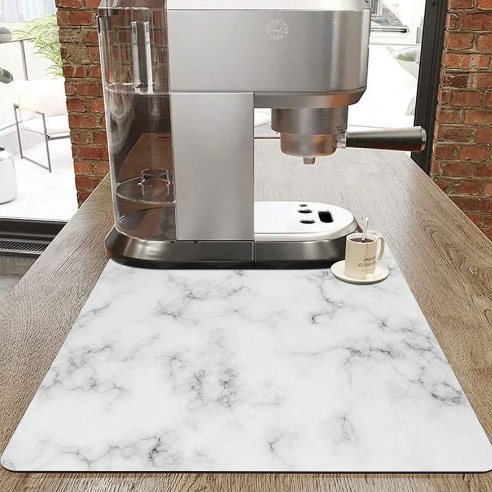 Elegant Dish Drying Mat with Marble Design