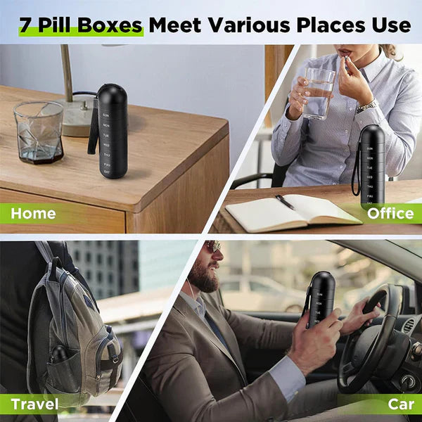 Waterproof Aluminum Pill Organizer with 7 Compartments – MediSafe Weekly Box