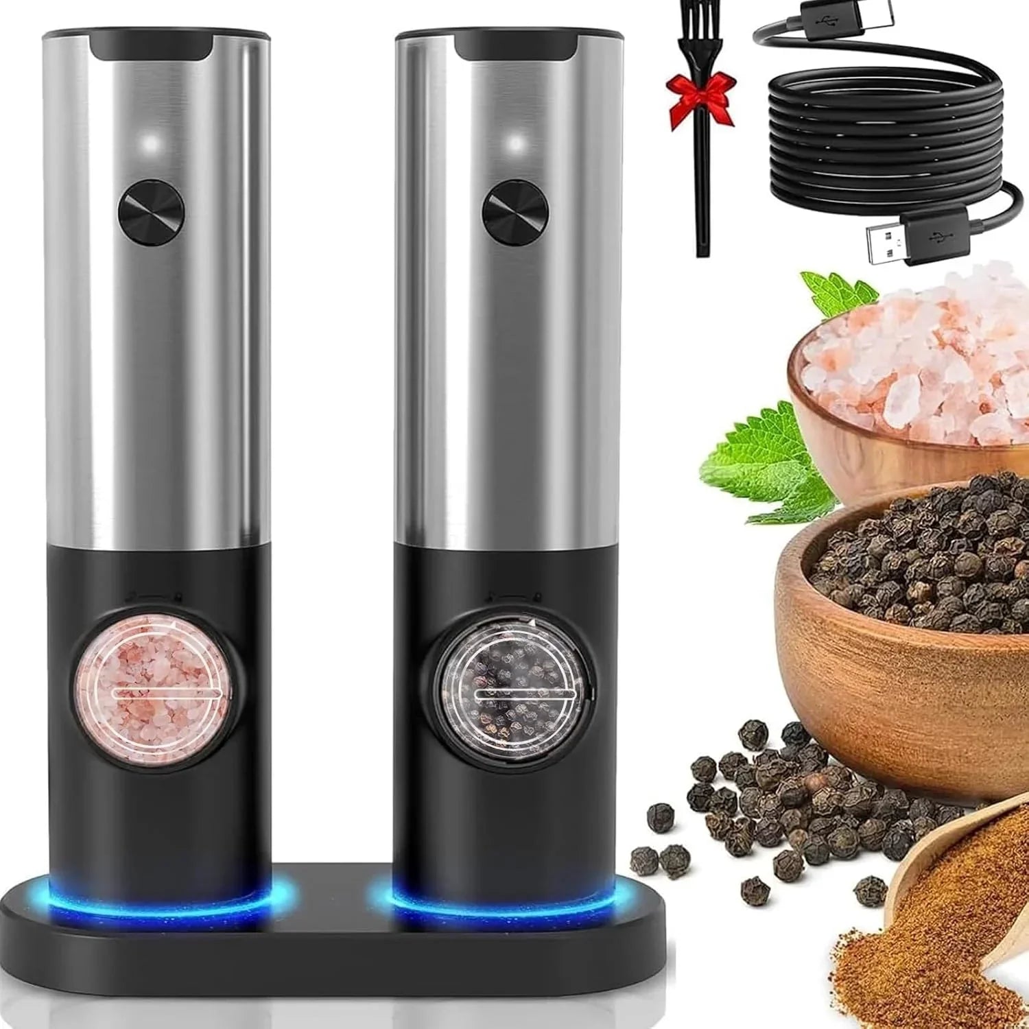 Stylische Akku-Mühle für Salz und Pfeffer