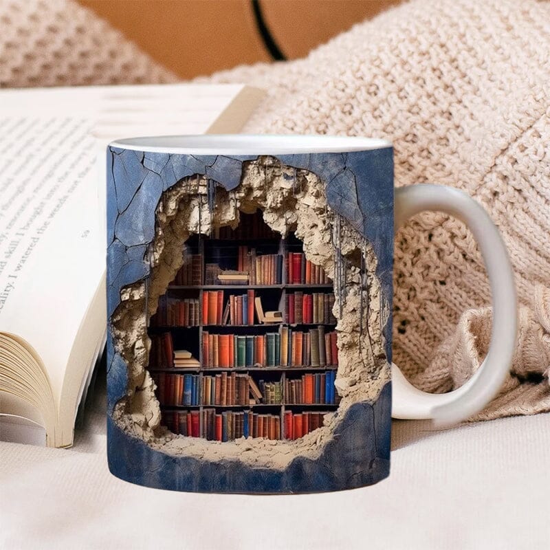 3D Bücherregal Tasse | Bücherfreund