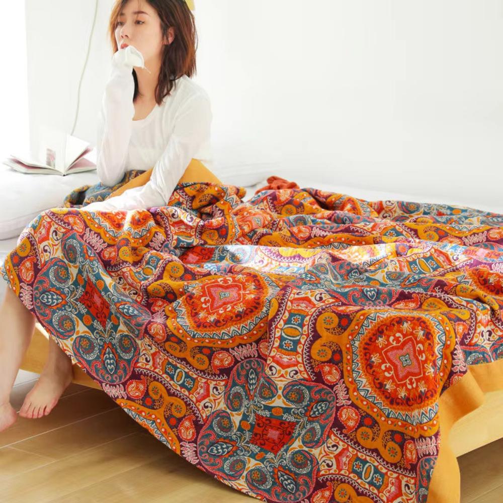 Refreshing Boho Reversible Blanket made from 100% Cotton