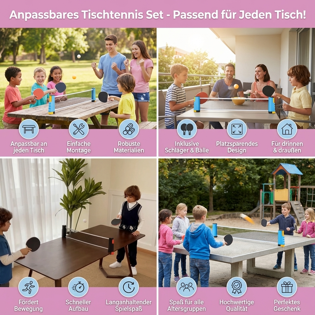 Customizable Table Tennis Set – Suitable for all table sizes!