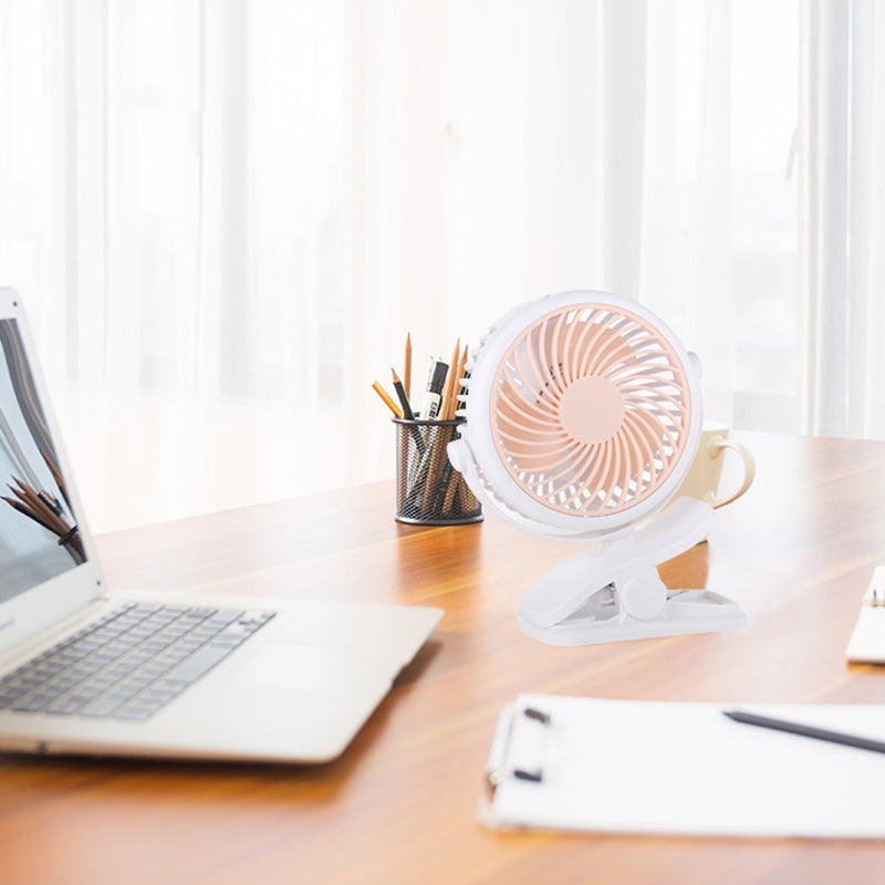 Portable Clip-On Fan with 360° Rotation – USB & Rechargeable Battery