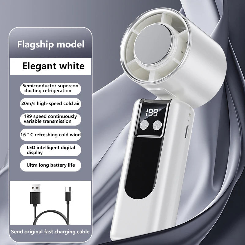 CoolBreeze Handventilator mit Kühlfunktion | USB-betrieben | Digitalanzeige | 3 Geschwindigkeitsmodi