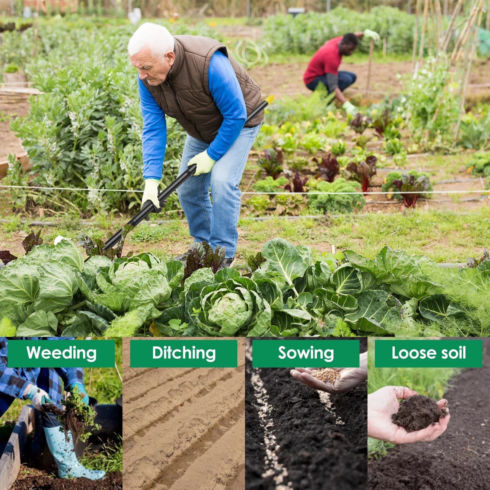 Ergonomische Gartenhacke | Effizienter Unkrautstecher aus Edelstahl