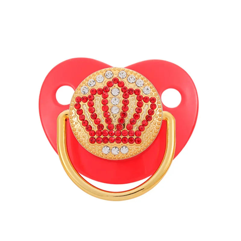 Luxury Design Pacifier with Rhinestones and Crown Details – Gold