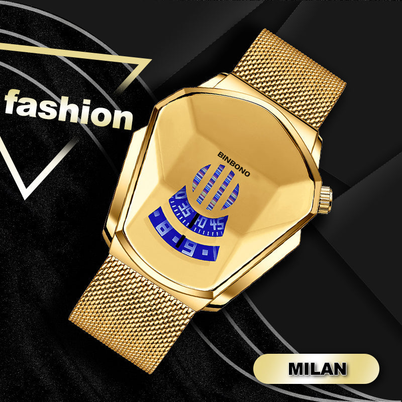 Elegant Men's Quartz Wristwatch with Diamond Surface