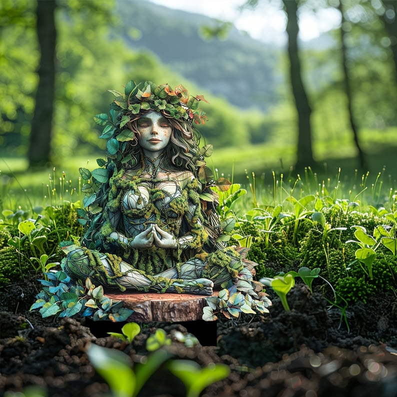 Enchanting garden stake with nature motif made of acrylic