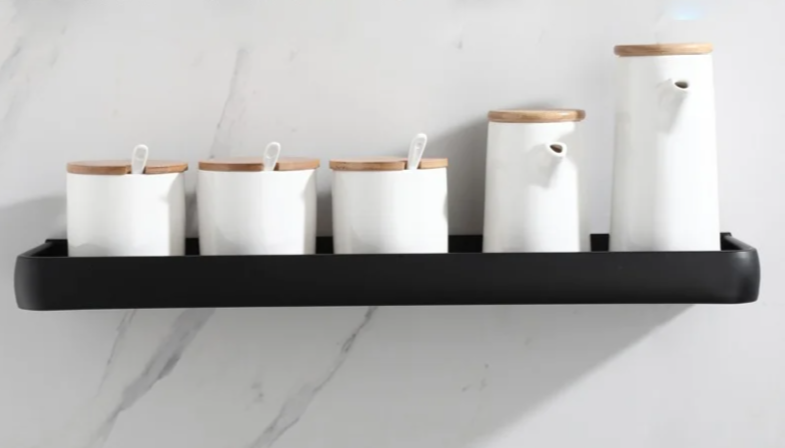 Black aluminum corner shelf without drilling - Voltyx
