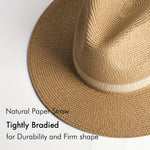 Stylish summer hat with a wide brim made of paper fiber