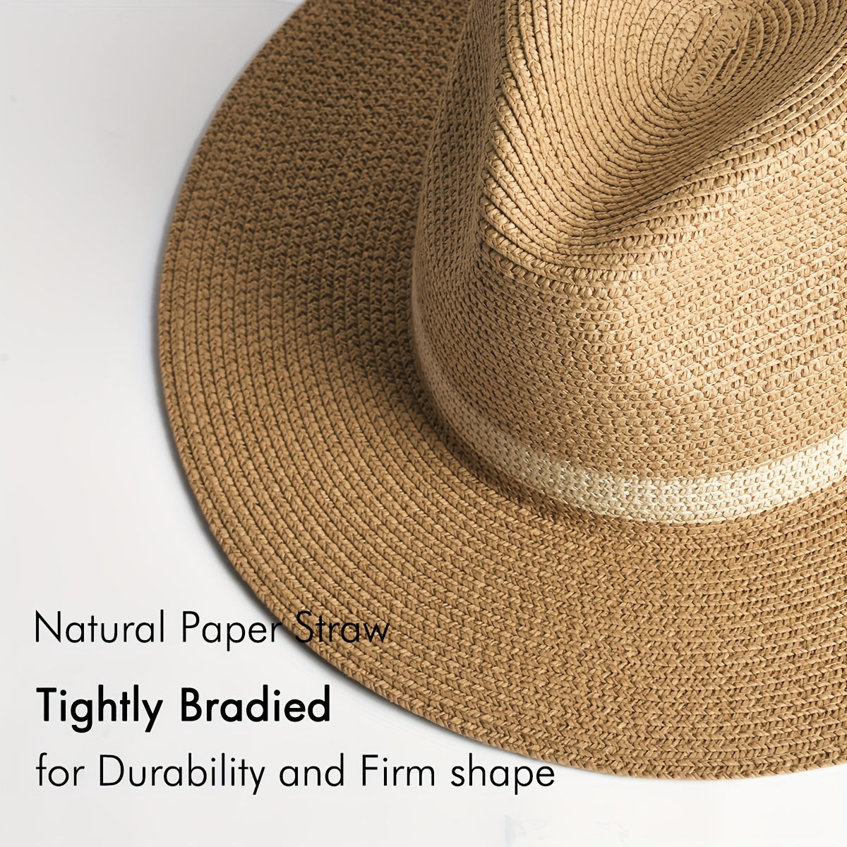Stylish summer hat with a wide brim made of paper fiber