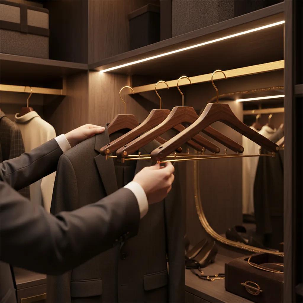 NobleWood – Elegant Wooden Hangers for Stylish Wardrobes (3 pieces)