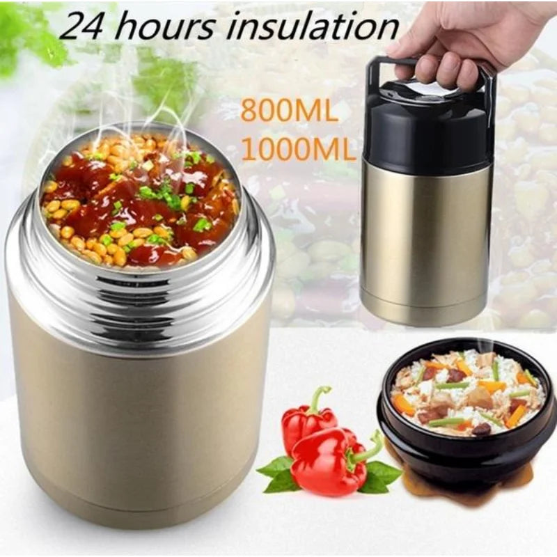 ThermoPro Lunchbox | Edelstahlbehälter | 800 ml / 1000 ml | Kochen ohne Strom