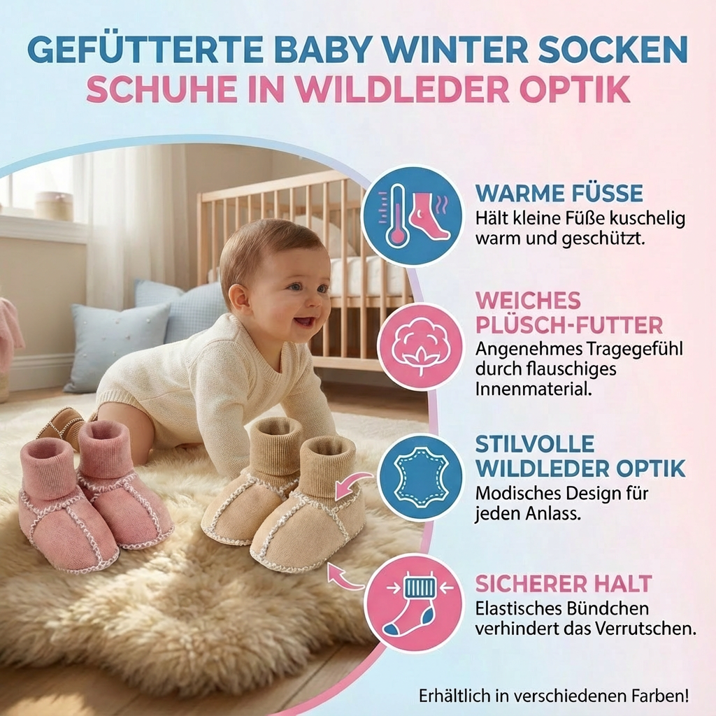 Faux Suede Lined Winter Baby Shoes