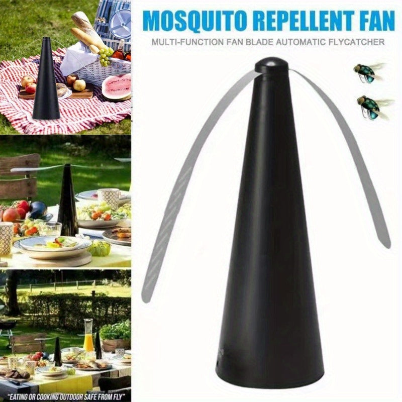 Compact outdoor fan against mosquitoes and flies – Battery-powered and mobile