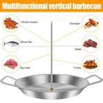 Edelstahl Vertikaler Grillspieß | Perfekter Fleischhalter mit Tropfschale | Set mit 3 Spießen (20–30 cm)