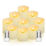 Set of 9 Flameless LED Candles – Remote Control and Glitter Finish