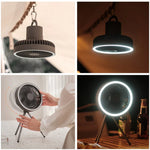 Tragbarer wiederaufladbarer Ventilator mit LED und integriertem Powerbank