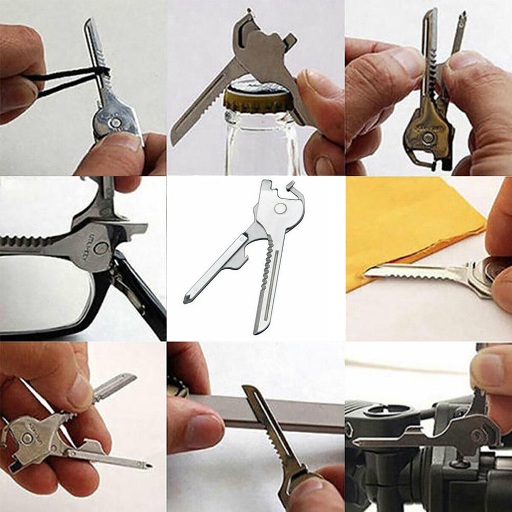 Multifunktionales 6-in-1 Schlüsselanhänger Werkzeug – Faltbares Mini-Tool aus Edelstahl mit Flaschenöffner
