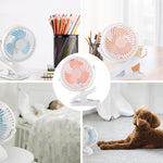 Portable Clip-On Fan with 360° Rotation – USB & Rechargeable Battery