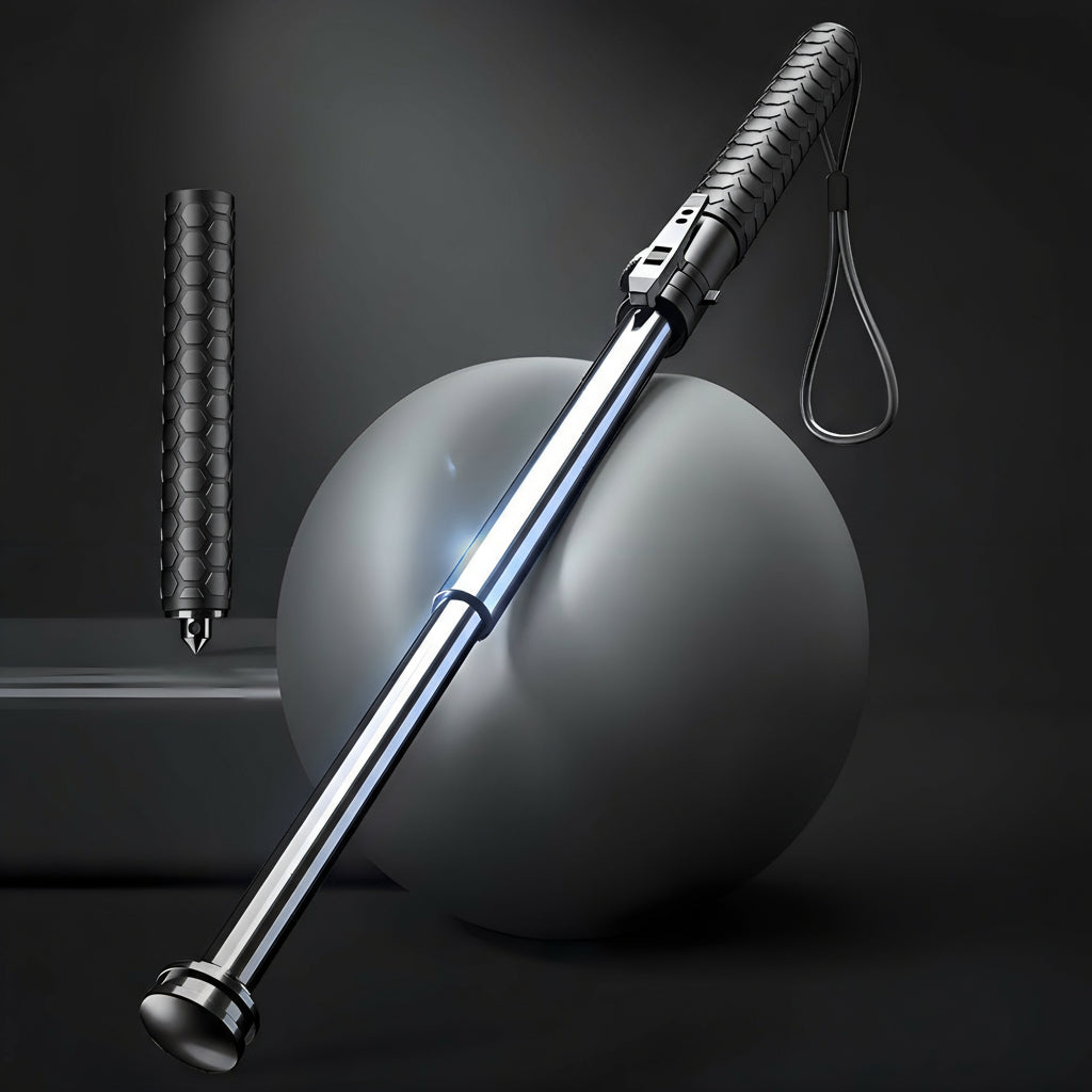 Stability-supporting cane for automatic self-defense
