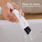 3-in-1 cleaning brush for bottle caps with rubber ring and groove