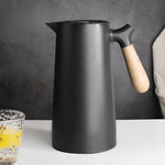 Elegant Thermal Carafe with Wooden Handle – 1L Coffee Pot for Hot and Cold Beverages