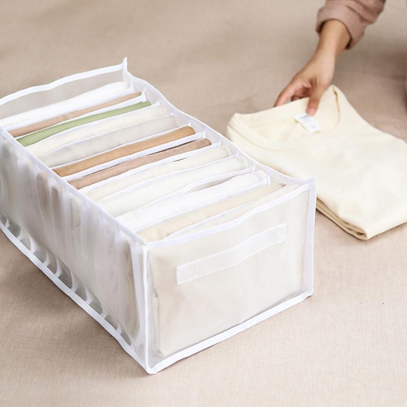7-Fächer Kleiderschrank Organizer aus Netz für Kleidung