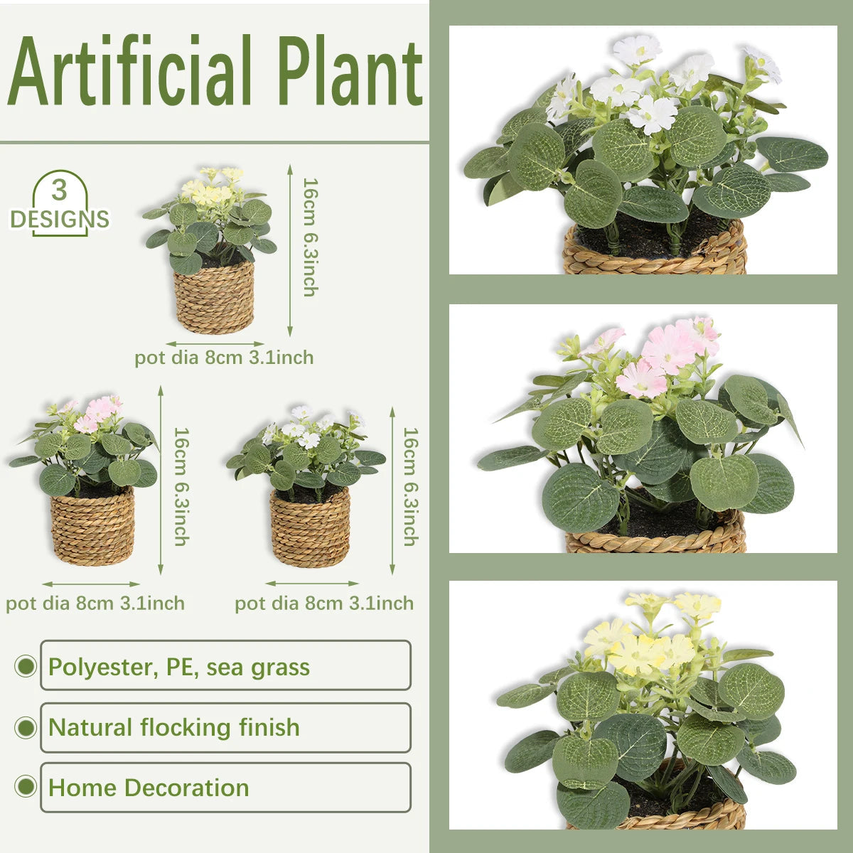 Eukalyptus Traum – Mini Kunstpflanze im geflochtenen Korb | 11 cm