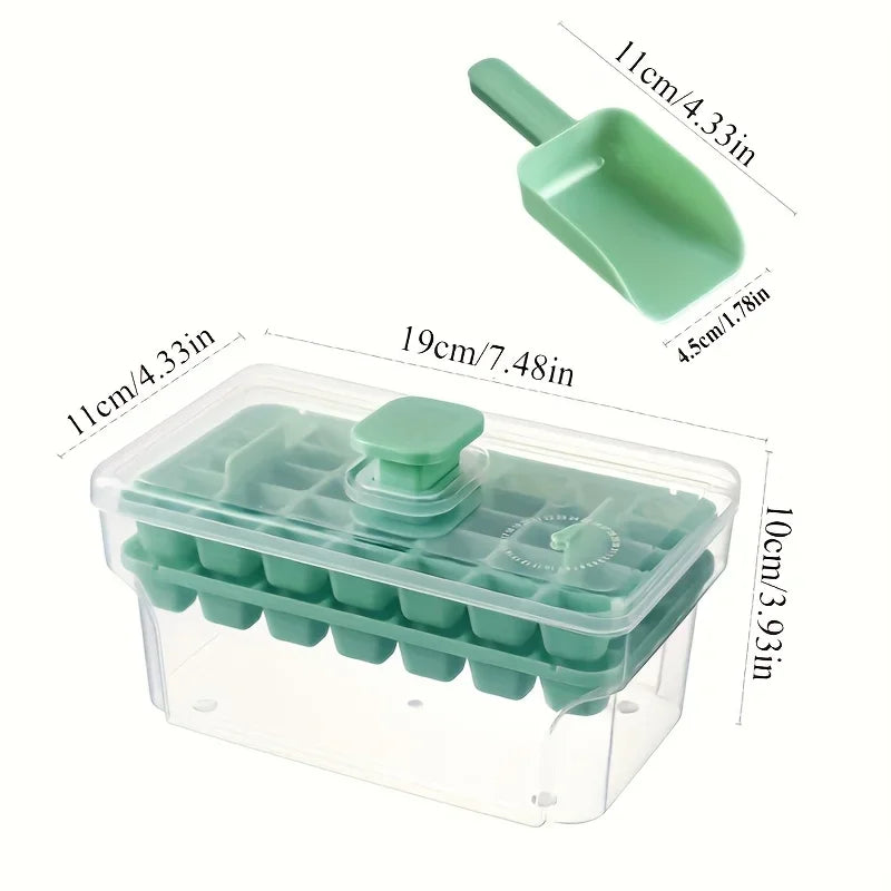 EisGenie Eiswürfelform mit Deckel und Behälter | 68 Würfel | Druckmechanismus | BPA-frei