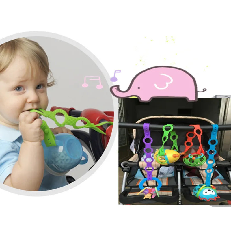 Silicone Strap for Pacifiers, Teethers, and Bottles – Adjustable